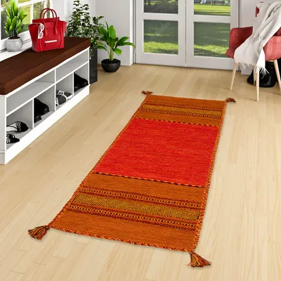 Produktbild von Läufer Natur Teppich Kelim Navarro Terrakotta, Größe:70x250 cm