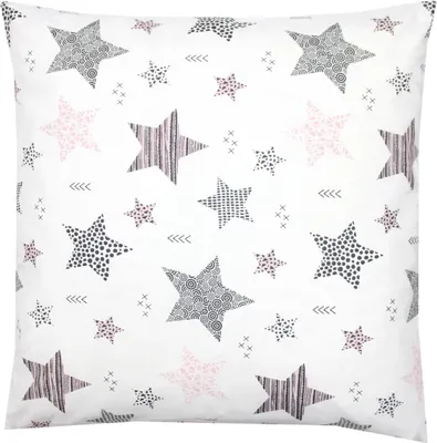 Produktbild von TupTam Kinder Kissenbezug Kissenhülle Dekorativ Gemustert, Farbe: Sterne Rosa / Schwarz, Größe: 80 x 80 cm