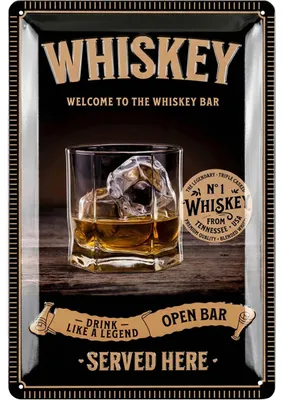 Produktbild von Retro Blechschild Whisky, Bar Schild, Whiskey Schild als Bar Deko für Irish Pub, Metallschilder vintage für Partyraum, Kellerbar, Dart