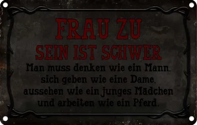 Produktbild von vianmo Blechschild 20x30 cm Frau zu sein ist schwer man muss Spruch Zitat