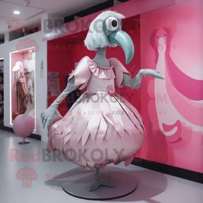 Produktbild von Silberner REDBROKOLY Flamingo Maskottchen Kostüm mit Faltenrock und Fäustlingen