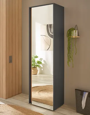 Produktbild von Garderobenschrank mit Spiegel in anthrazit mit Eiche CRISP-61