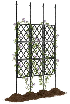 Obrázek produktu pro Zahradní mřížka - ocel a PE - 85 × 2 × 197 cm - pro popínavé rostliny - černá