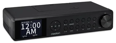 Produktbild von MEDION P66750 Küchen Unterbauradio (DAB+ Küchenradio, PLL UKW Radio, dimmbares TFT Farbdisplay, Koch Timer, Bluetooth, LED Leiste, inkl. Montagematerial) schwarz