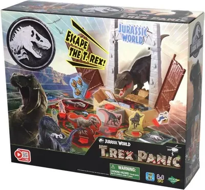 Produktbild von Gesellschaftsspiel mit T-Rex Figur, Jurassic World T-Rex Escape, Familienspiel, ab 5 Jahren