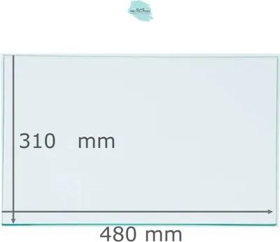 Produktbild von Kühlschrank Einlegeboden - Klarglas 4 mm - eckige Ecken - 480 mm x 310 mm - (89,96 EUR / qm - Mindestbfl. 0,25 qm - Kantenb. 5,35 EUR / lfm)