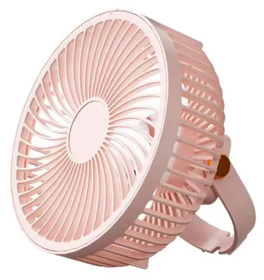 Produktbild von Tragbarer Tischventilator mit Akku, LED-Beleuchtung und Haken, 1200-mAh-Akkukapazität, ideal für Zelte und Reisen.