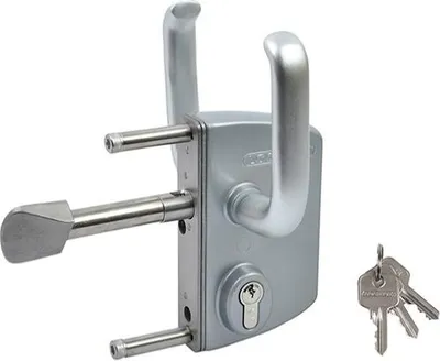 Zdjęcie produktu dla Zamek Locinox LSKZ do bram przesuwnych, mechanizm INOX, wkładka VSZ, klamka aluminiowa (profil kwadratowy 40x40)