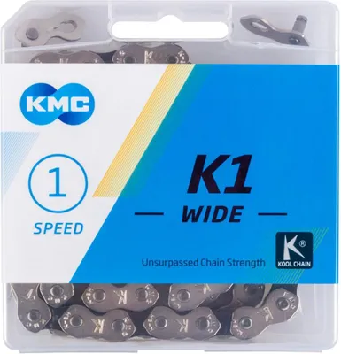 Produktbild von KMC K1 Wide 1s Kette 1-fach 1/2 x 1/8 110 Glieder silber-schwarz - robuste Si...