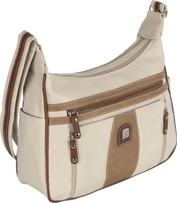 Produktbild von Damen Tasche Schultertasche Umhängetasche Leder Optik Handtasche  CREAM-BRAUN (15163)