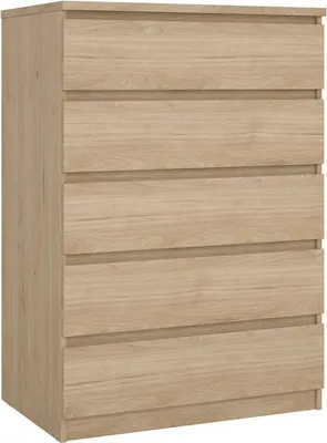 Produktbild von Kommode Ansel, Mehrzweckkommode, Schlafzimmerkommode, Schrank mit Schubladen, 77x50 h111 cm, Eiche