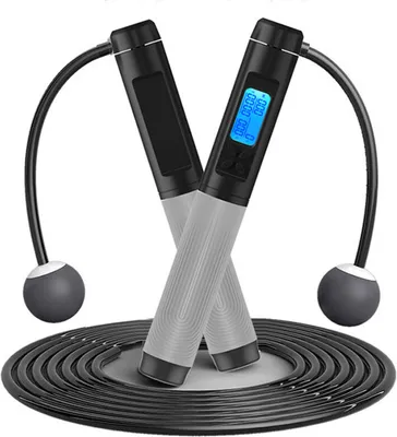 Image de Corde à sauter lestée avec minuterie compteur de calories Balle d'exercice multifonctionnelle, réglable et sans fil