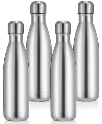 Image de Bouteille en acier inoxydable, 500 ml, à double paroi, isolée sous vide, anti-fuite, sans BPA, argentée, lot de 4