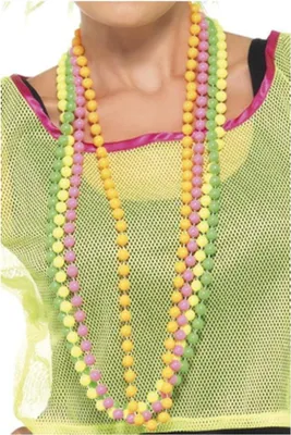 Produktbild von Perlenkette Neon 80er Jahre 4er Pack Perlen für Damen Kette Nena 80iger Schmuck