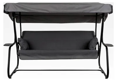Produktbild von Hollywoodschaukel 3-Sitzer mit Liegefunktion Vita Black Edition inkl. Auflagen, Sonnendach und Seitentischen