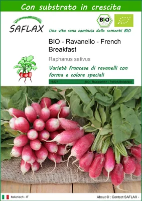 Immagine prodotto di SAFLAX  -- Ravanello - French Breakfast - 150 semi - Con substrato - Raphanus