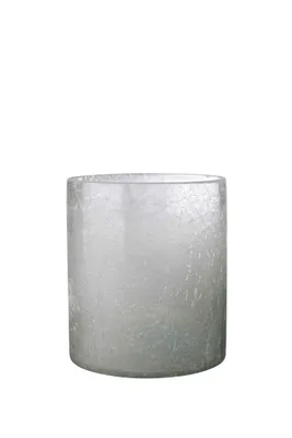 Produktbild von Teelichthalter aus Crush Glas groß grau mit Farbverlauf