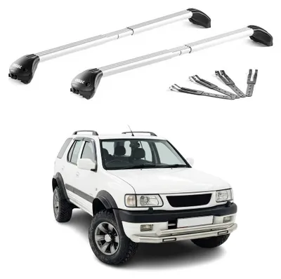 Productafbeelding van Draagbalken voor Opel Frontera, modeljaren 1991-2004, 100 kg draagvermogen, aluminium, zilverkleurig, 2 stuks, AI-gegenereerde afbeelding