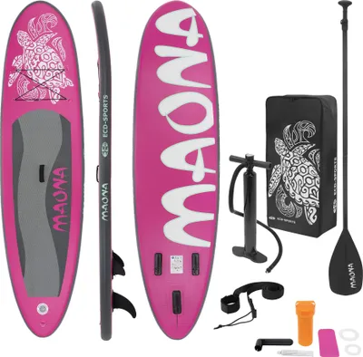 Obrázek produktu pro ECD Germany Nafukovací prkno Stand Up Paddle Board Maona, 308x78x10 cm, růžová barva, PVC, do 120 kg, příslušenství s pumpou, taška na přenášení