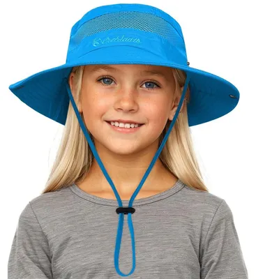 Produktbild von Kinder Sonnenhut Himmelblau 4-12 Jahre Breiter Krempe Atmungsaktiv