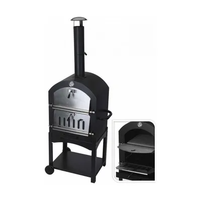 Produktbild von Holzkohlegrill mit Rädern Schwarz (Ø10 x 46,5 cm) (44,5 x 65 x 158 cm)