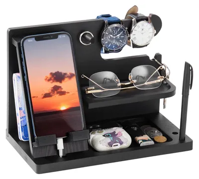 Produktbild von Solidchoice – Holz-Telefonhalterung, Schreibtischorganizer für Büro und Zuhause