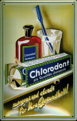 Produktbild von Blechschild Chlorodont Mundwasser Zahnpasta DDR VEB Leowerke Schild retro Werbeschild Ostalgie Ostpr