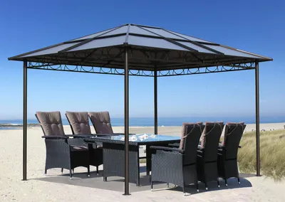 Produktbild von Metallpavillon, 3 x 3,6 Meter - Wasserdichtes Polycarbonat-Dach - 263 cm Höhe