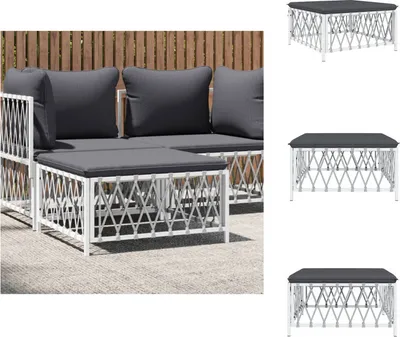 Produktbild von vidaXL Gartenhocker mit Kissen Weiß Gewebe - Gartensofaelemente