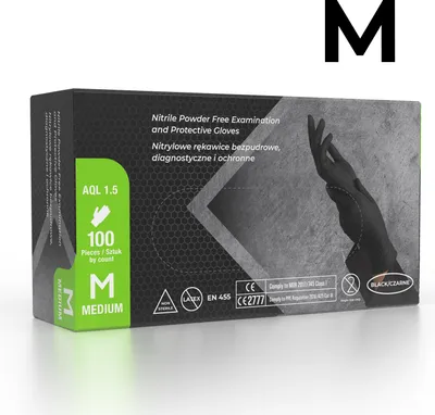 Produktbild von Puderfreie Nitrilhandschuhe 100 Stück Schwarz Grösse M Starke Handschuhe