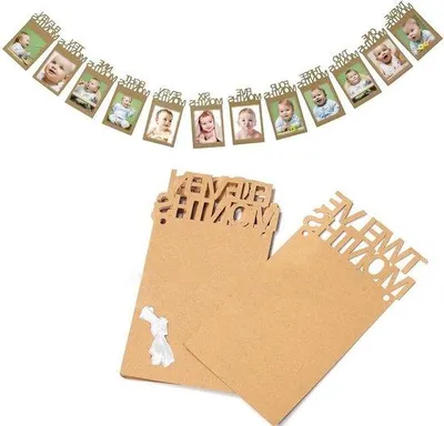 Produktbild von Babyliefdes-Fotolijstje aus Papier, 12 Monate, Dekoration für 1. Geburtstag, Festons, für Kinder, Banner, für erste Baby-Feier.
