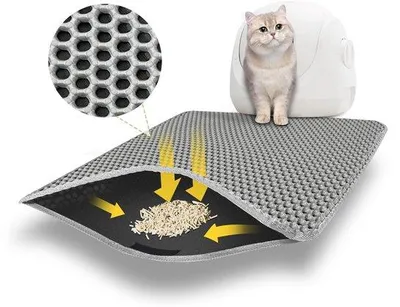 Image de Tapis pour litière gris, 60 x 45 cm, imperméable et antidérapant