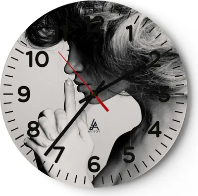 Produktbild von Wanduhr - Rund - Glasuhr - Frau Modell - 30x30cm - Schleichendes Uhrwerk - Lautlos - zum Aufhängen bereit - Dekoration Modern - Wanddekoration aus Glas - C4AR30x30-3546