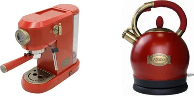 Produktbild von Kaffeemaschine Kaiser KA 2005 RotEm EMPIRE Siebträger-Espressomaschine 19 bar+ WK 2000 RotEm Exklusiver Retro Wasserkocher