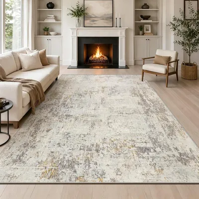 Productafbeelding van Vloerkleed - 160 x 230 cm - Laagpolig - Modern - Antislip - Machinewasbaar - Beige