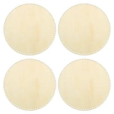 Image de Lot de 4 bases en bois pour paniers tressés au crochet