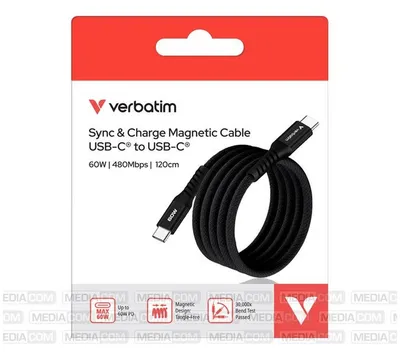 Obrázek produktu pro Verbatim 31859, 1,2 m, USB C, USB C, USB 2.0, 0,48 Gbit/s, Černá