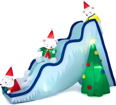 Image de Toboggan de Noël gonflable avec ours et lumières LED