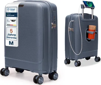 Produktbild von 4FLY Hartschalen Handgepäck Koffer M 55×37×20 cm (35L) mit TSA Schloss, USB Anschluss und 4 Spinner Rollen, Blau