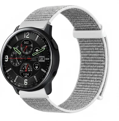 Produktbild von Smartwatch Armband für Samsung Galaxy Watch Active2 40mm Nylon Textil Band Ersatzband Wechselband Klettverschluss flexibel atmungsaktiv Grau