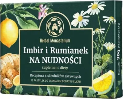 Produktbild von Herbal Monasterium Ingwer und Kamille gegen Übelkeit 12 Lutschtabletten