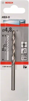 Immagine prodotto di Punta per metallo HSS-G, DIN 338, 4,8 x 52 x 86 mm, confezione da 10 pz