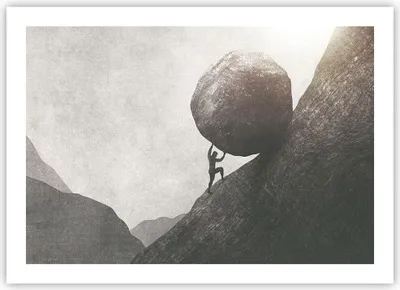 Produktbild von Poster - Poster ohne Rahmen - Sisyphus Arbeit Stein - 70x50 cm - Wand Bild - Wanddeko - Wandbilder - Kunstposter - Wandposter - Bilder - Kunstdruck - Wanddekoration - Wandbild - P2XAA70x50-5105