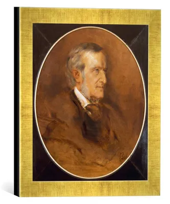 Gerahmtes Foto "Richard Wagner" von Lenbach, 30x30 cm, Goldrahmen