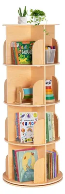 Produktbild von Drehbares Bücherregal 4 Etagen 129 cm Holz 360° drehbar schmal Eckregal