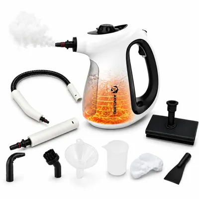 Produktbild von 1300W Dampfreiniger, 9-in-1 Handdampfreiniger mit 650 ml Wassertank, Schnellaufheizung & 9 Zubehörteilen, kraftvoller Dampfreiniger für Küche, Fugen