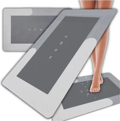 Immagine prodotto di Tappetino sintetico assorbente antiscivolo grigio per il bagno, 40x60 cm