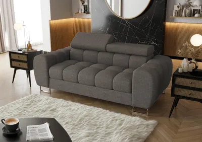 Productafbeelding van Bank Designersofa BASTIEN, 2-zits, bekleed met stof Aragon, donkergrijs
