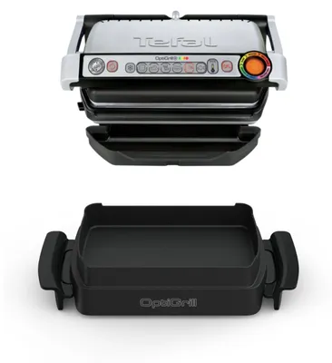 Obrázok produktu pre Tefal OptiGrill + GC714D, Nerezová oceľ, Obdĺžnikový, 600 cm², Hliník, Termoplastik, Pripravený, Teplota