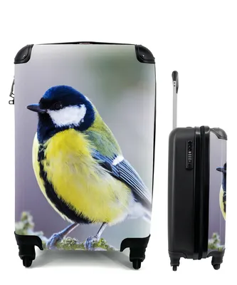 Produktbild von MuchoWow® Koffer Handgepäck Trolley Rollkoffer Kleine Reisekoffer mit 4 Rollen - Kohlmeise - Vogel - Zweig - Cabin Size < 55x40x23 cm & 55x40x20 cm - Fotokoffer - Kabinenkoffer - Boardgepäck - Reise-Box - Reisekoffer - Reisegepäck - Koffer mit Bild - Trolley für Kinder